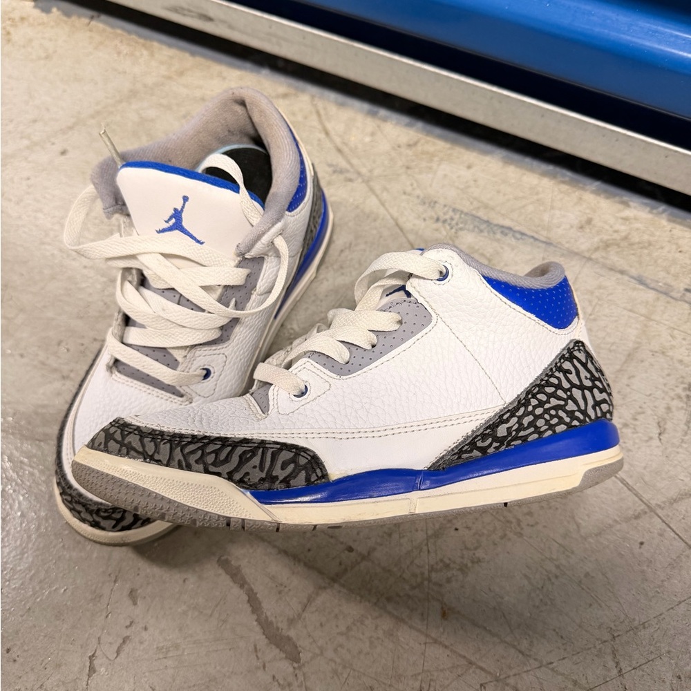 Jordan 3 retro Sport Blue Kids Sneakers White and Blue